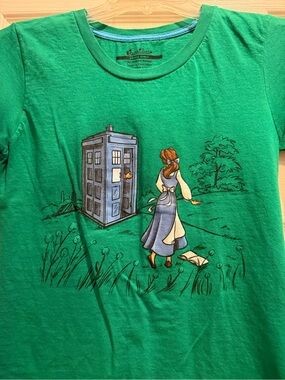 Threadless Green Tee with Blue Neck Trim